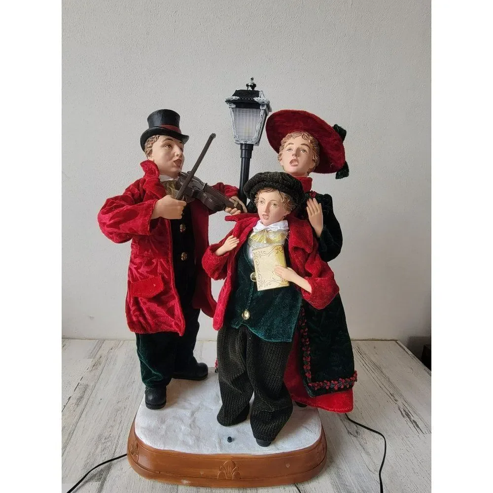Christmas International AS IS Victorian caroler family animated motion Xmas deco